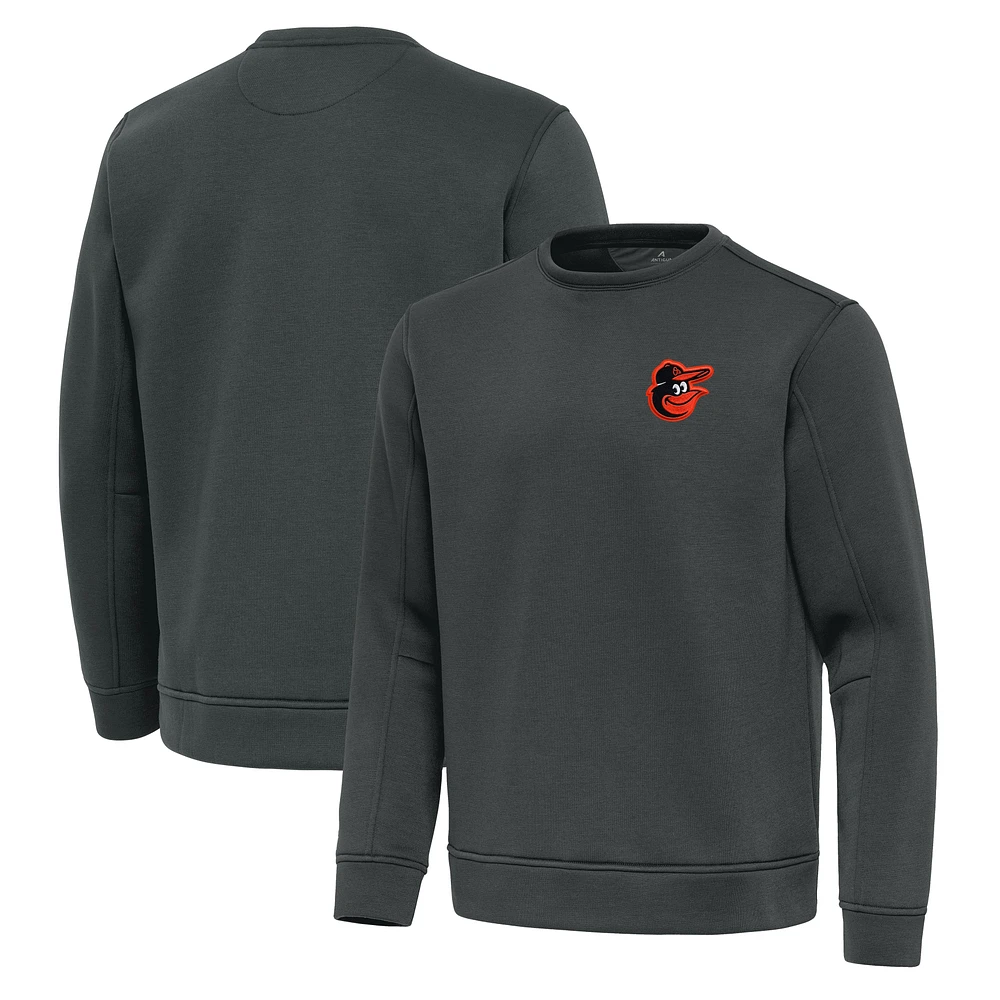 Men's Antigua Pewter Baltimore Orioles Relevant Lightweight Pullover Sweatshirt