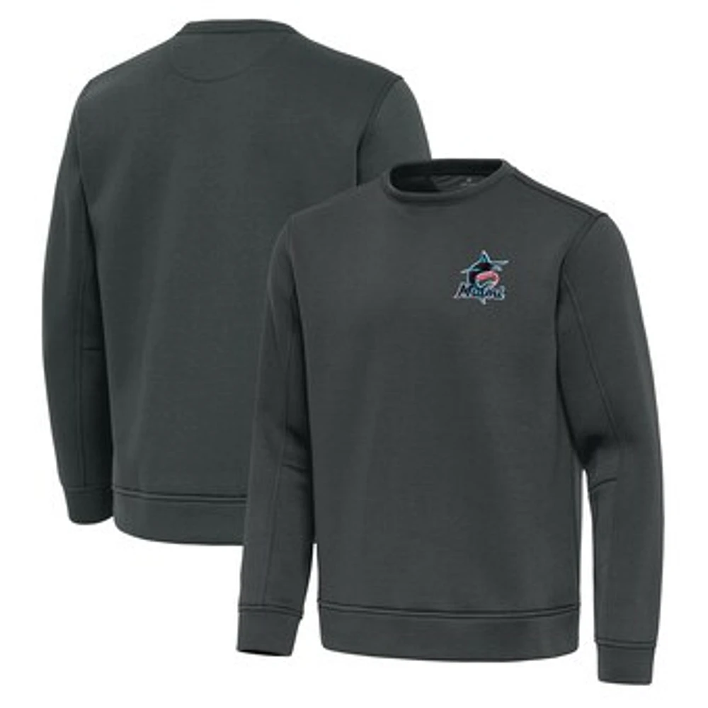 Men's Antigua Pewter Miami Marlins Relevant Lightweight Pullover Sweatshirt