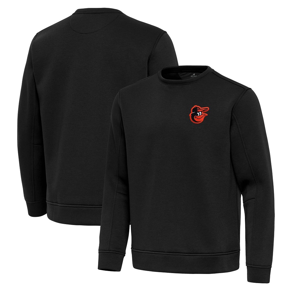 Men's Antigua Black Baltimore Orioles Relevant Lightweight Pullover Sweatshirt