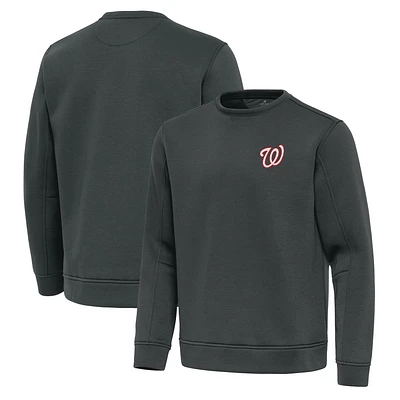 Men's Antigua Pewter Washington Nationals Relevant Lightweight Pullover Sweatshirt