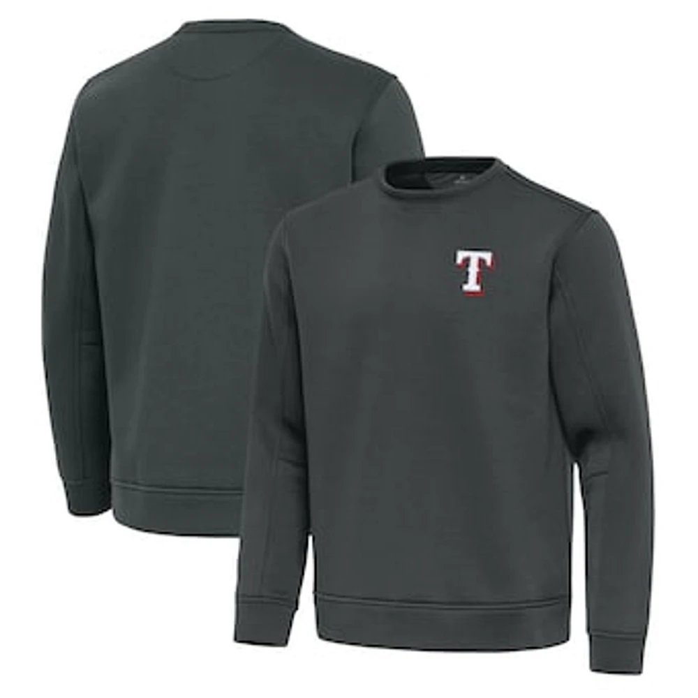 Men's Antigua Pewter Texas Rangers Relevant Lightweight Pullover Sweatshirt