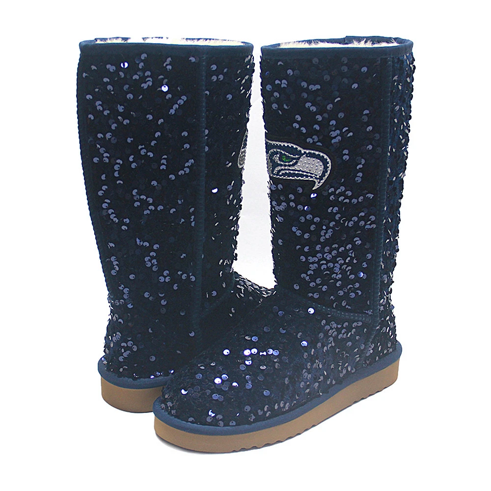 Women's Cuce College Navy Seattle Seahawks Tall Sequin Boots