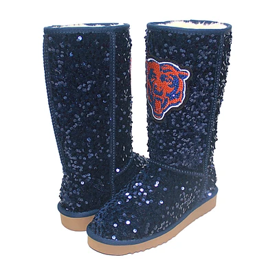 Women's Cuce Navy Chicago Bears Tall Sequin Boots