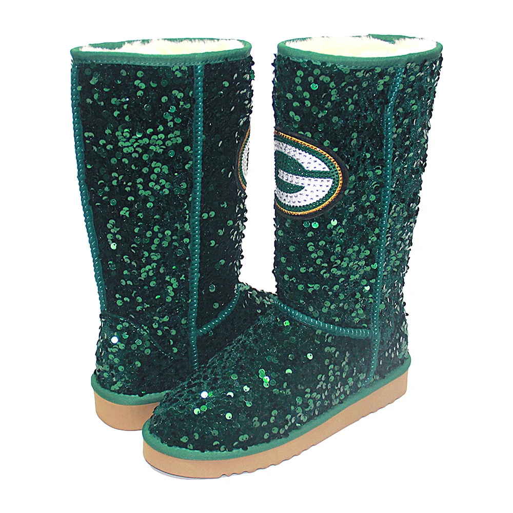 Women's Cuce Green Bay Packers Tall Sequin Boots