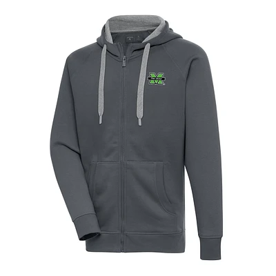 Men's Antigua Charcoal Marshall Thundering Herd Victory Full-Zip Hoodie