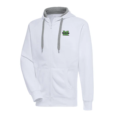 Men's Antigua White Marshall Thundering Herd Victory Full-Zip Hoodie