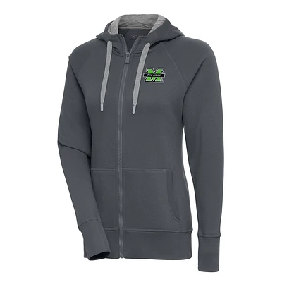 Women's Antigua Charcoal Marshall Thundering Herd Victory Full-Zip Hoodie