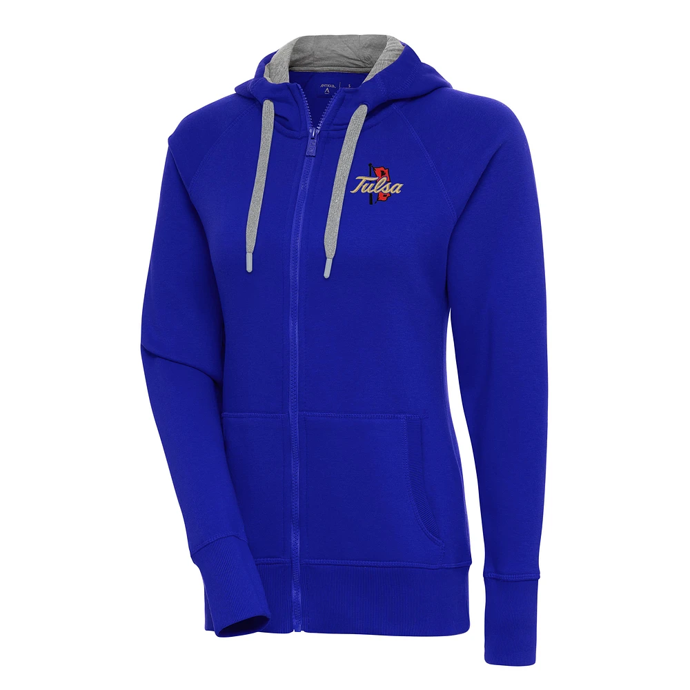 Women's Antigua Royal Tulsa Golden Hurricane Victory Full-Zip Hoodie