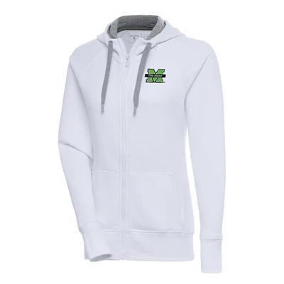 Women's Antigua White Marshall Thundering Herd Victory Full-Zip Hoodie