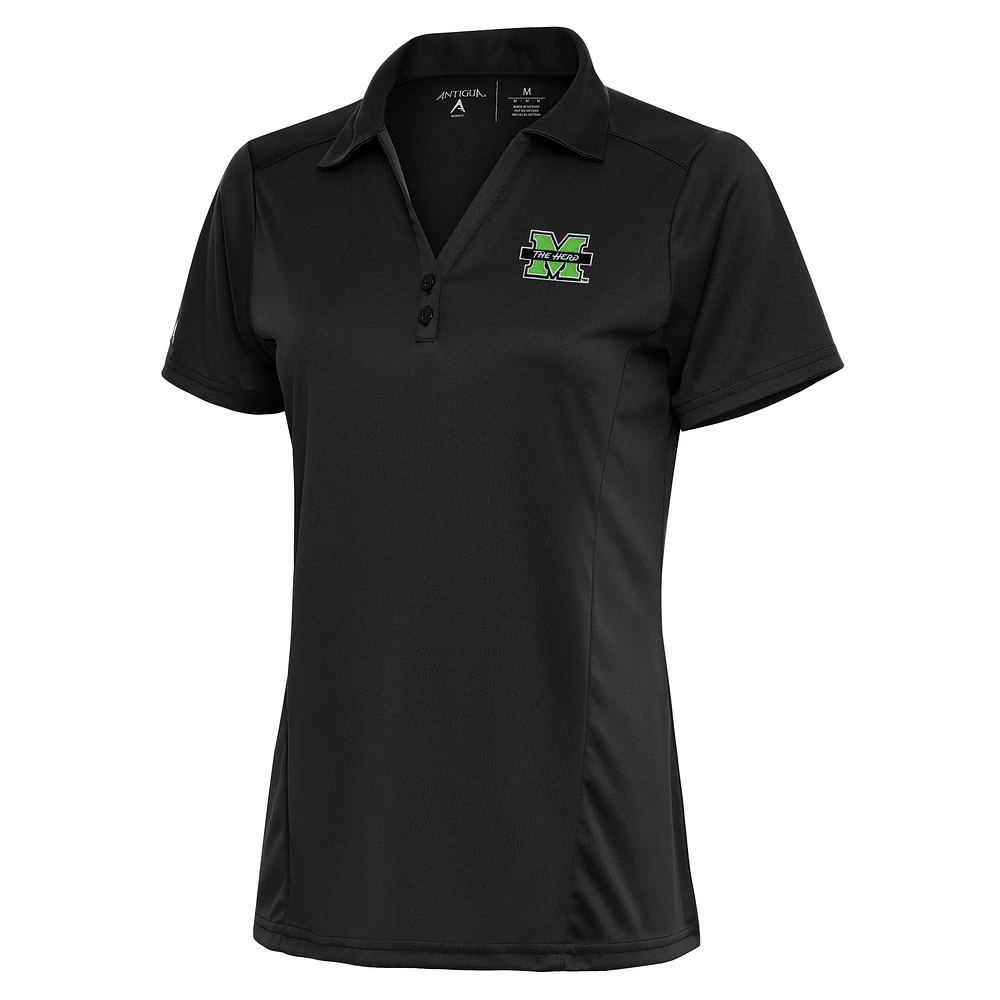 Women's Antigua Black Marshall Thundering Herd Tribute Polo