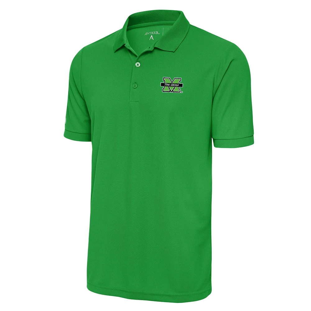 Men's Antigua Kelly Green Marshall Thundering Herd Legacy Pique Polo