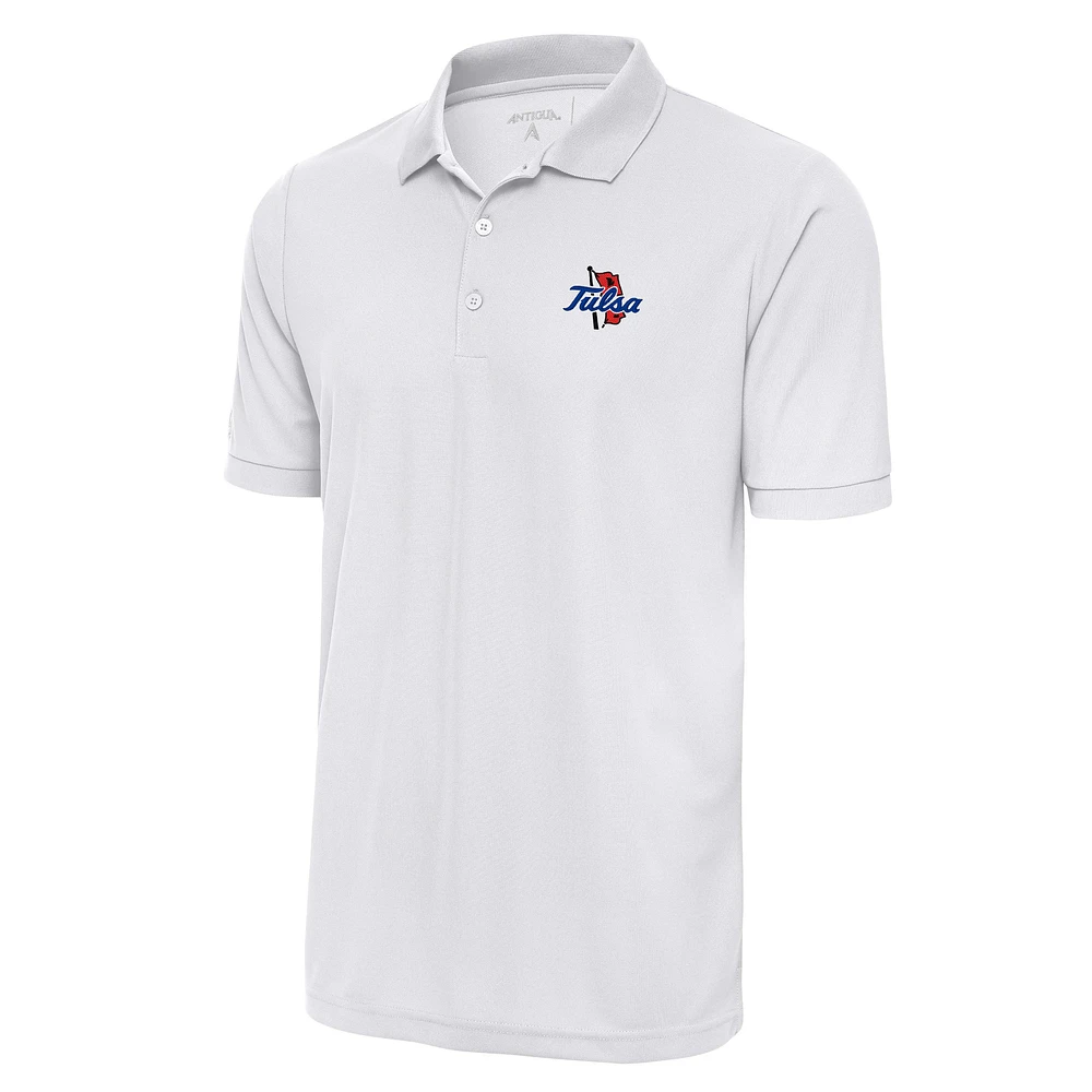 Men's Antigua White Tulsa Golden Hurricane Big & Tall Legacy Pique Polo