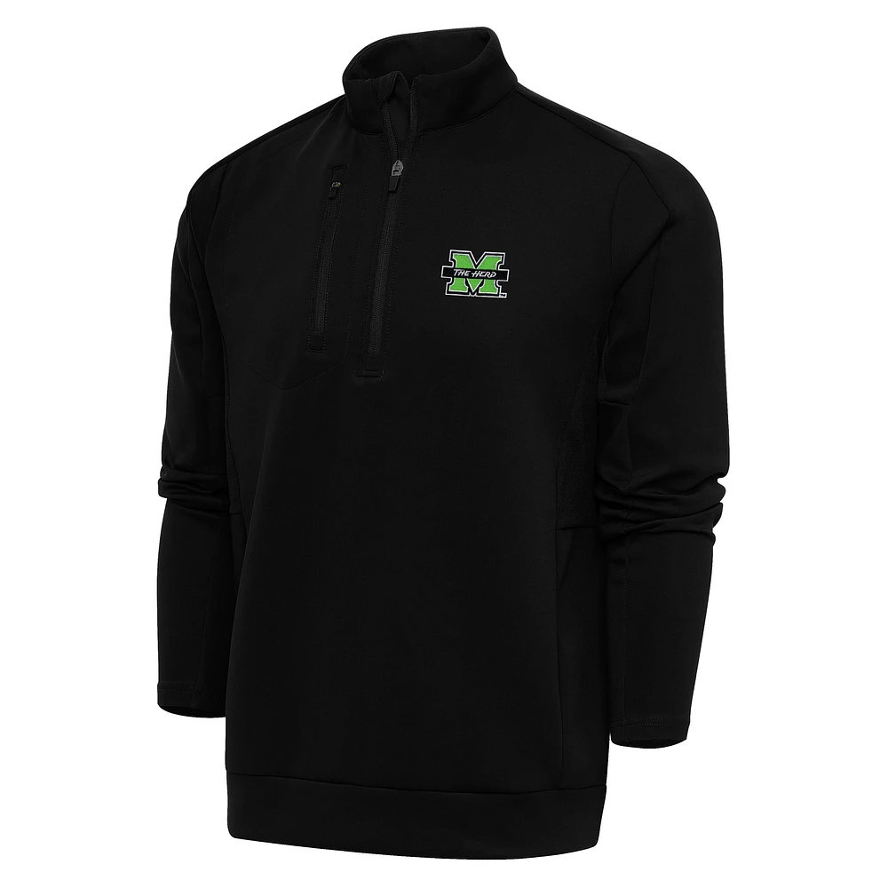 Men's Antigua Black Marshall Thundering Herd Generation Quarter-Zip Top