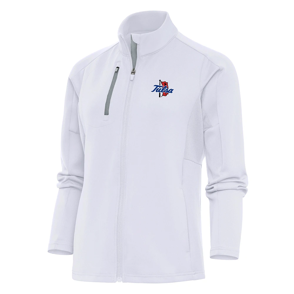 Women's Antigua White Tulsa Golden Hurricane Generation Full-Zip Jacket