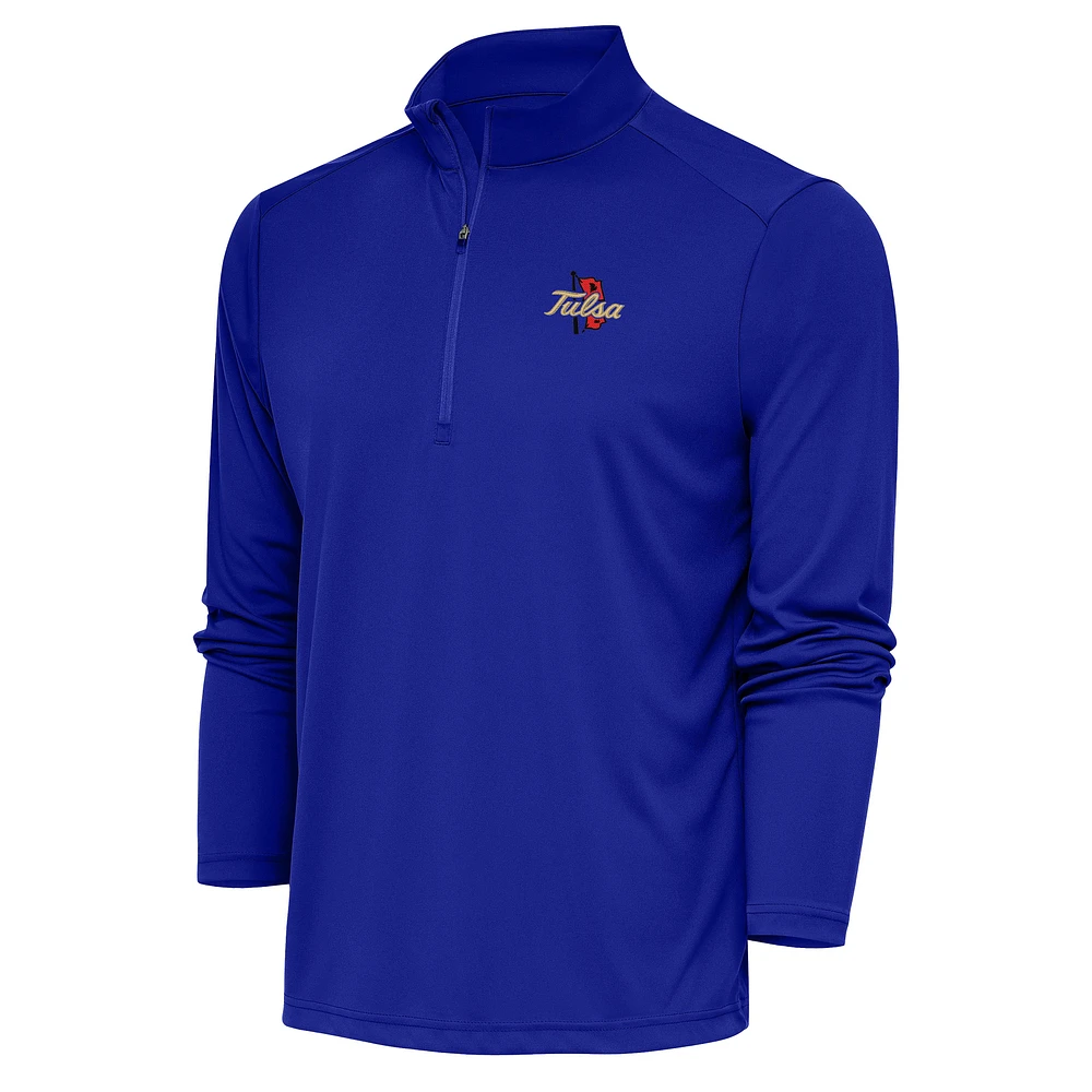 Men's Antigua Royal Tulsa Golden Hurricane Tribute Quarter-Zip Top
