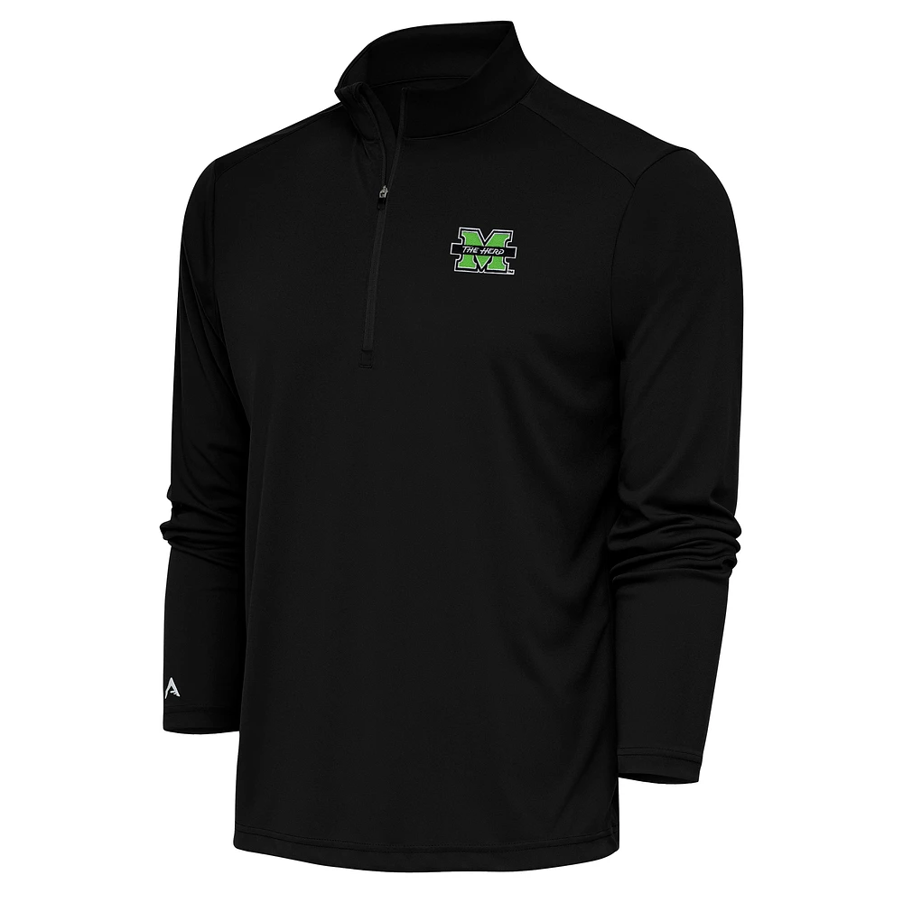 Men's Antigua Black Marshall Thundering Herd Tribute Quarter-Zip Top