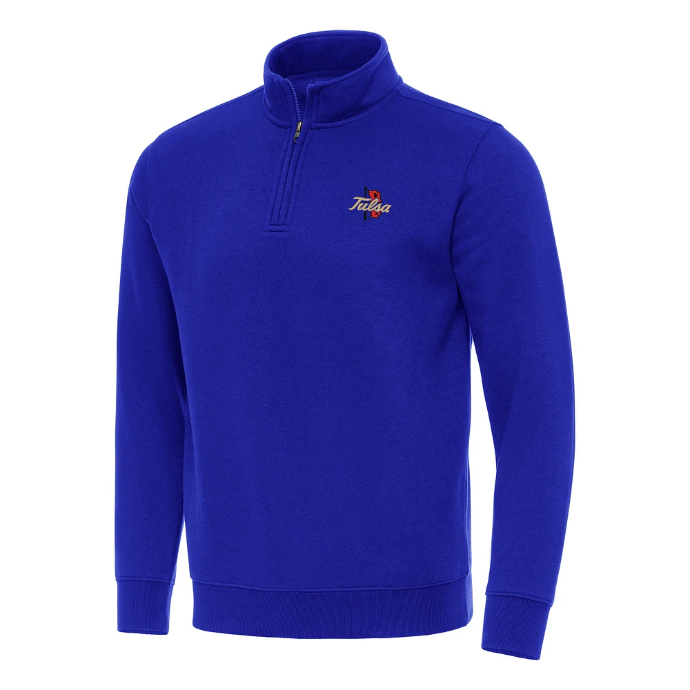 Men's Antigua Royal Tulsa Golden Hurricane Victory Quarter-Zip Mock Sweatshirt