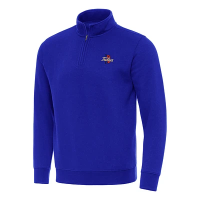 Men's Antigua Royal Tulsa Golden Hurricane Victory Quarter-Zip Mock Sweatshirt