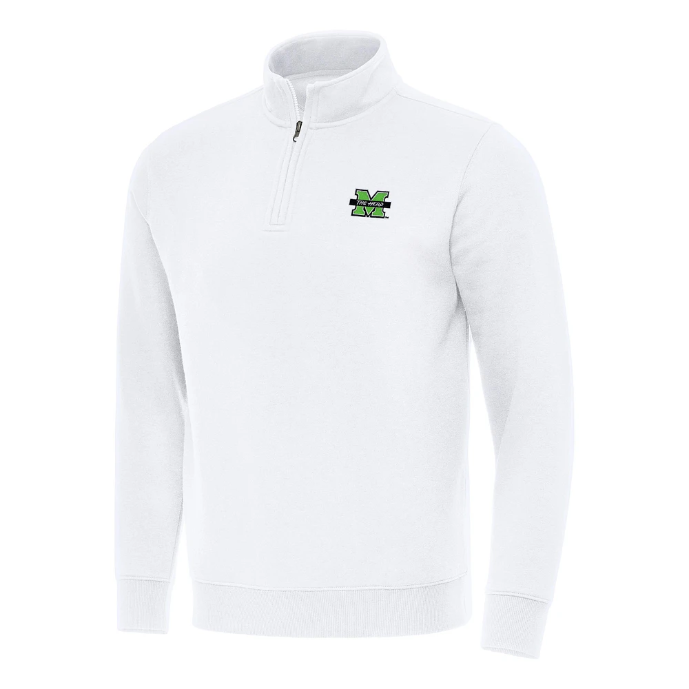 Men's Antigua Marshall Thundering Herd Victory Quarter-Zip Mock Sweatshirt