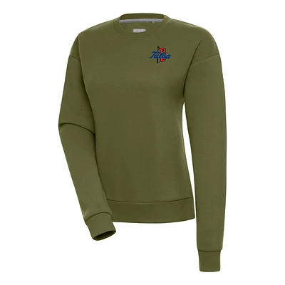 Women's Antigua Olive Tulsa Golden Hurricane Victory Crewneck Pullover Sweatshirt