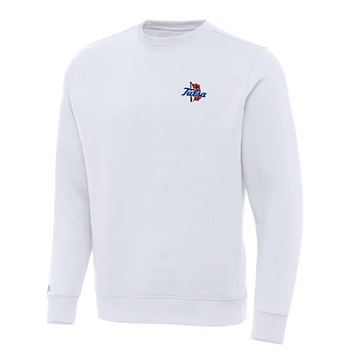 Men's Antigua White Tulsa Golden Hurricane Victory Crewneck Pullover Sweatshirt