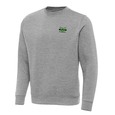 Men's Antigua Heather Gray Marshall Thundering Herd Victory Crewneck Pullover Sweatshirt