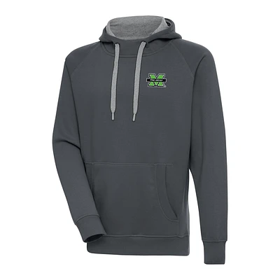 Men's Antigua Charcoal Marshall Thundering Herd Victory Pullover Hoodie