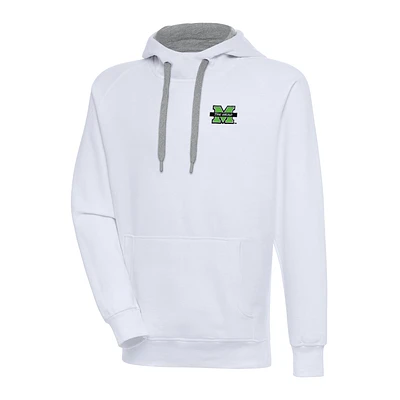 Men's Antigua White Marshall Thundering Herd Victory Pullover Hoodie