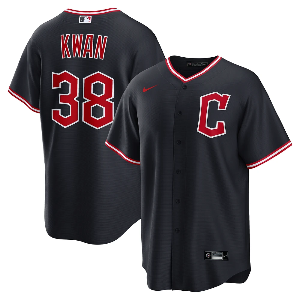 Men's Nike Steven Kwan Navy Cleveland Guardians Alternate Replica Jersey