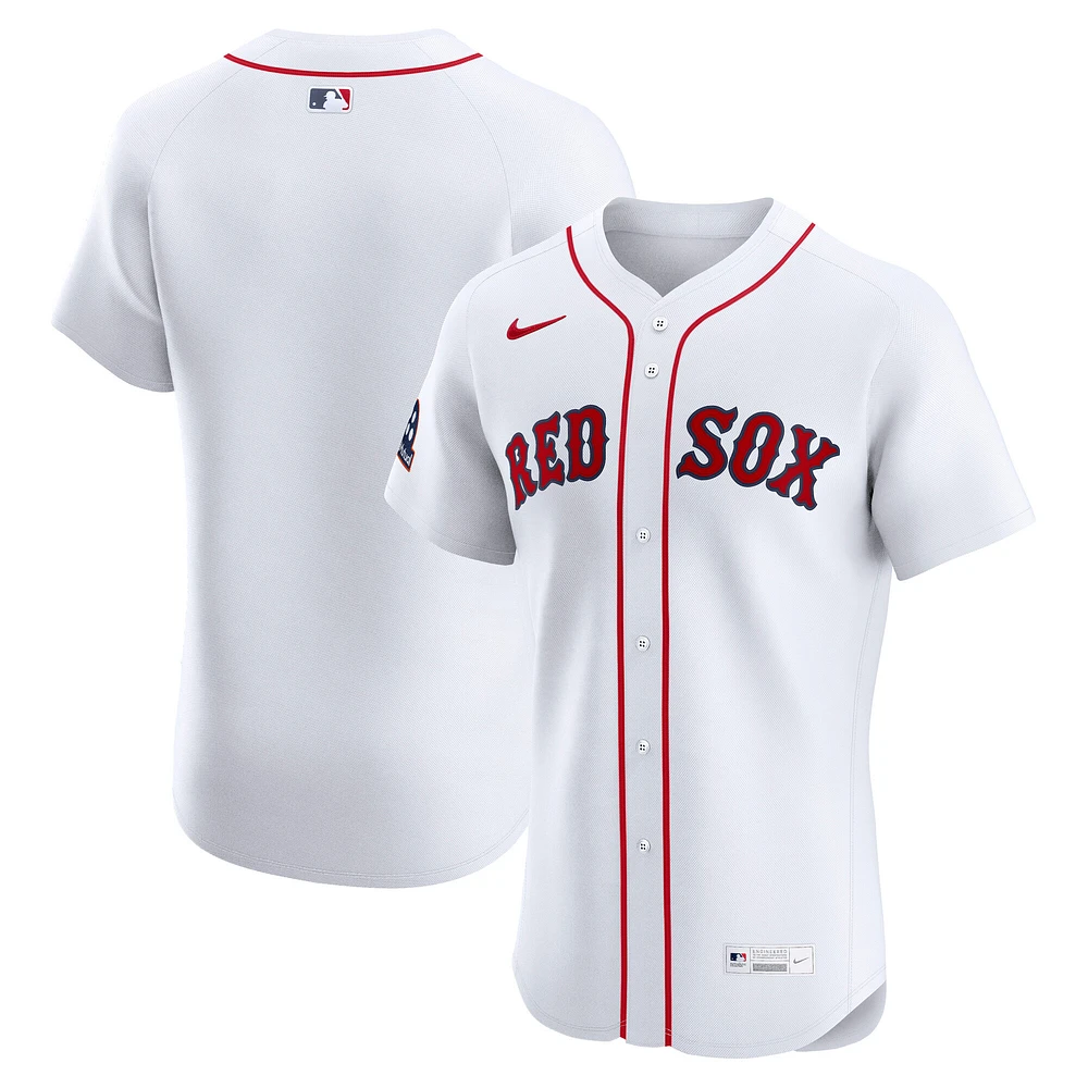 Men's Nike White Boston Red Sox Home Sponsor Patch Elite Jersey