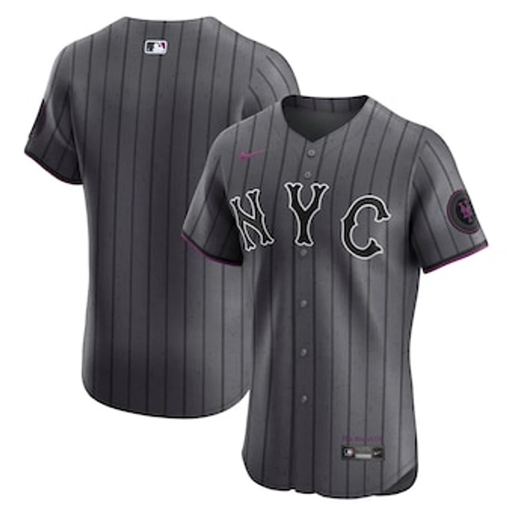 Men's Nike Gray New York Mets City Connect Elite Jersey