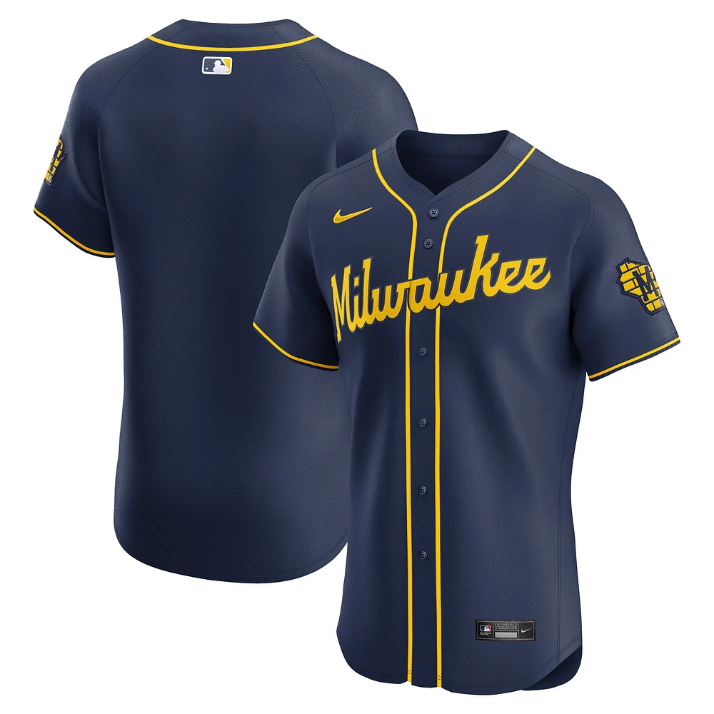 Men's Nike Navy Milwaukee Brewers Alternate 2 Elite Jersey