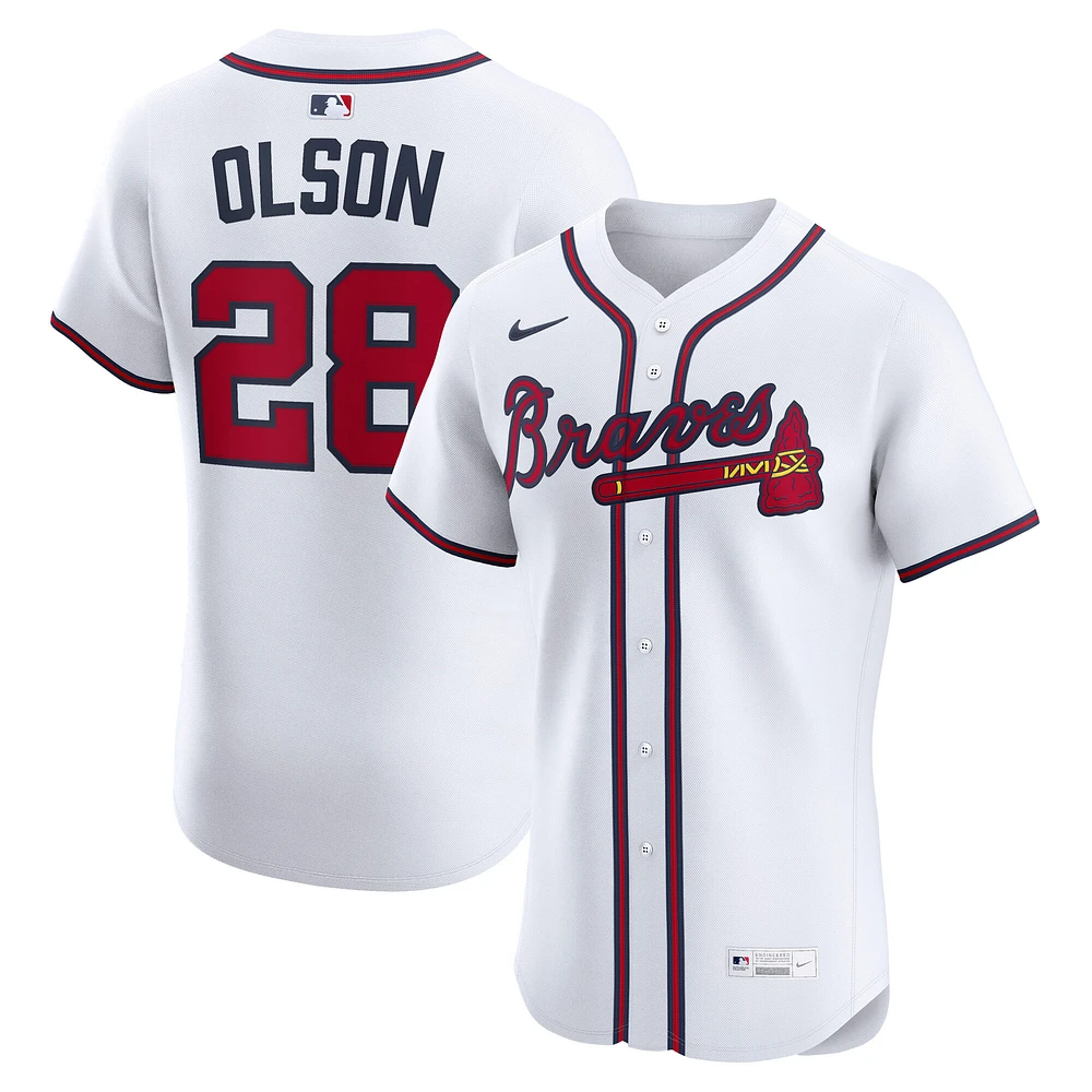 Men's Nike Matt Olson White Atlanta Braves Home Elite Player Jersey
