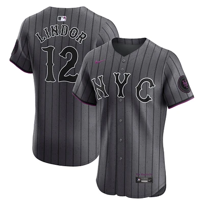Men's Nike Francisco Lindor Gray New York Mets City Connect Elite Jersey