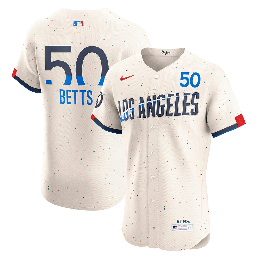 Men's Nike Mookie Betts Cream Los Angeles Dodgers City Connect Elite Jersey