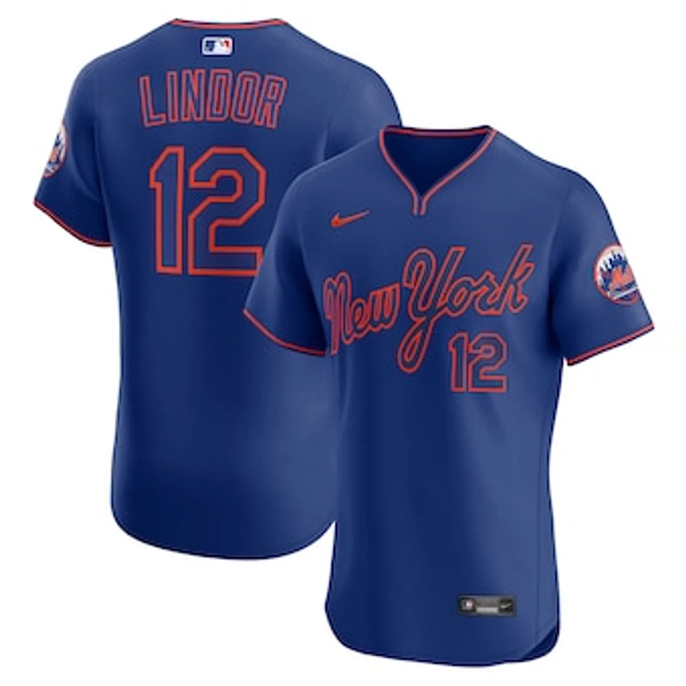 Men's Nike Francisco Lindor Royal New York Mets Alternate 2 Elite Jersey