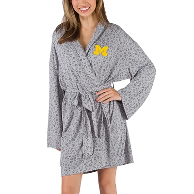 Women's Concepts Sport Gray Michigan Wolverines Frill Hacci Knit Robe