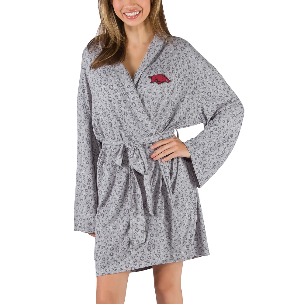 Women's Concepts Sport Gray Arkansas Razorbacks Frill Hacci Knit Robe