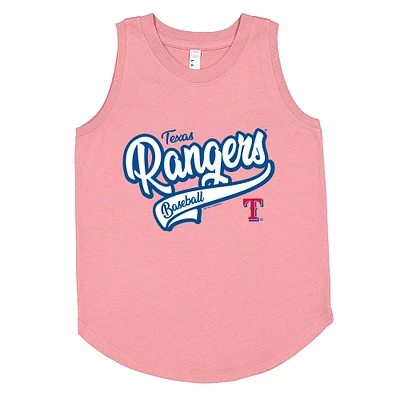 Girls Youth Soft as a Grape Pink Texas Rangers Tank Top