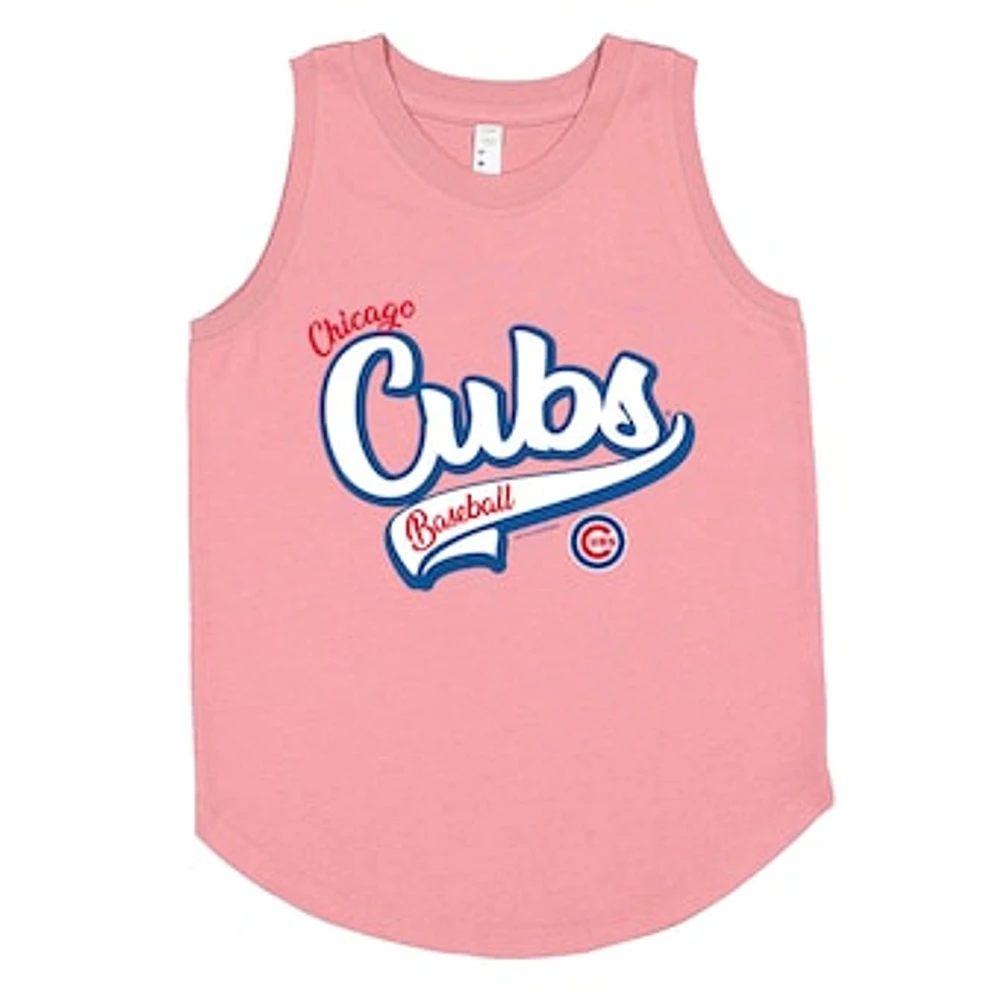 Girls Youth Soft as a Grape Pink Chicago Cubs Tank Top