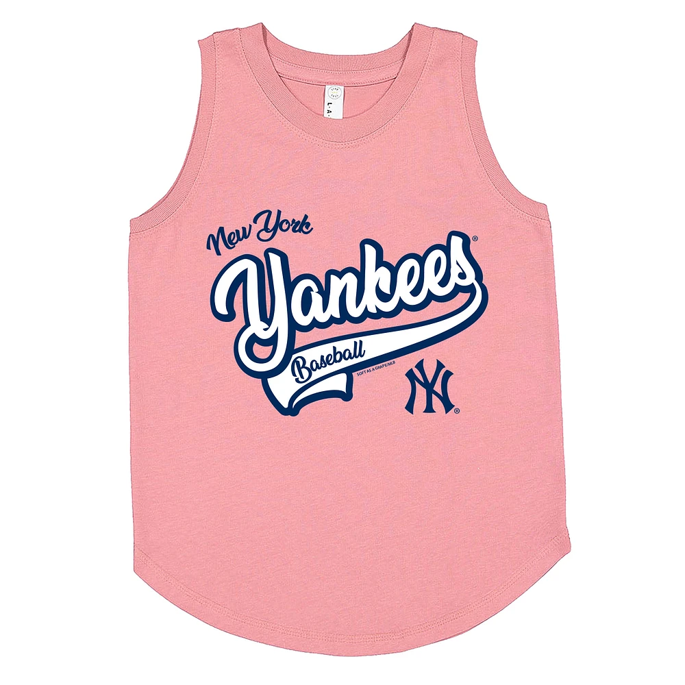 Girls Youth Soft as a Grape Pink New York Yankees Tank Top