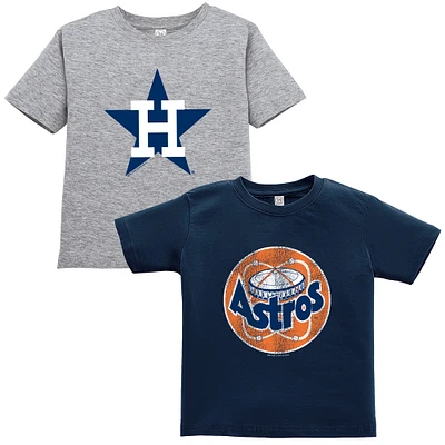 Toddler Soft as a Grape Navy/Gray Houston Astros Cooperstown Collection Two-Pack T-Shirt Set