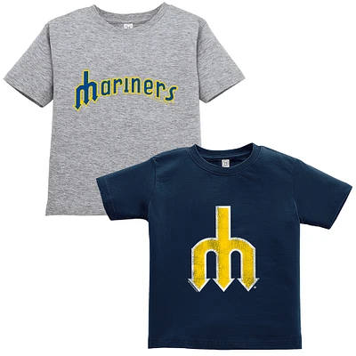 Toddler Soft as a Grape Navy/Gray Seattle Mariners Cooperstown Collection Two-Pack T-Shirt Set