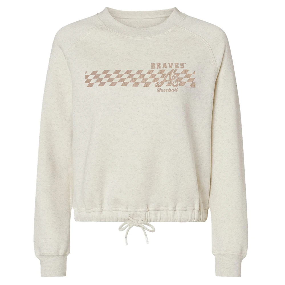 Women's Soft as a Grape Natural Atlanta Braves Tonal Checkered Sweatshirt