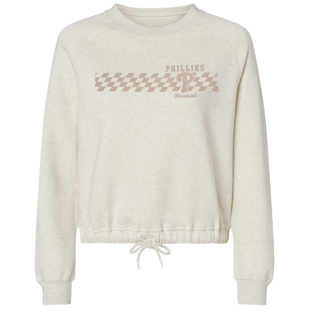 Women's Soft as a Grape Natural Philadelphia Phillies Tonal Checkered Sweatshirt