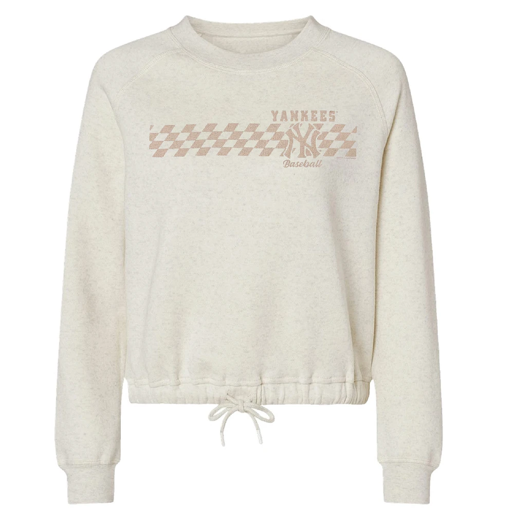 Women's Soft as a Grape Natural New York Yankees Tonal Checkered Sweatshirt