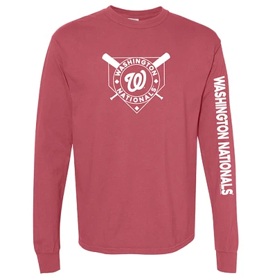 Women's Soft as a Grape Red Washington Nationals Pigment Dye Long Sleeve T-Shirt