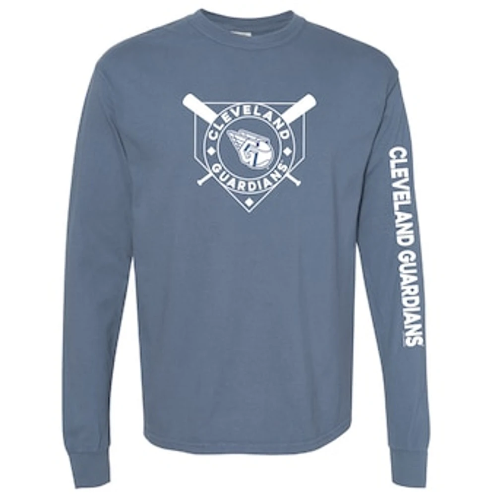Women's Soft as a Grape Navy Cleveland Guardians Pigment Dye Long Sleeve T-Shirt