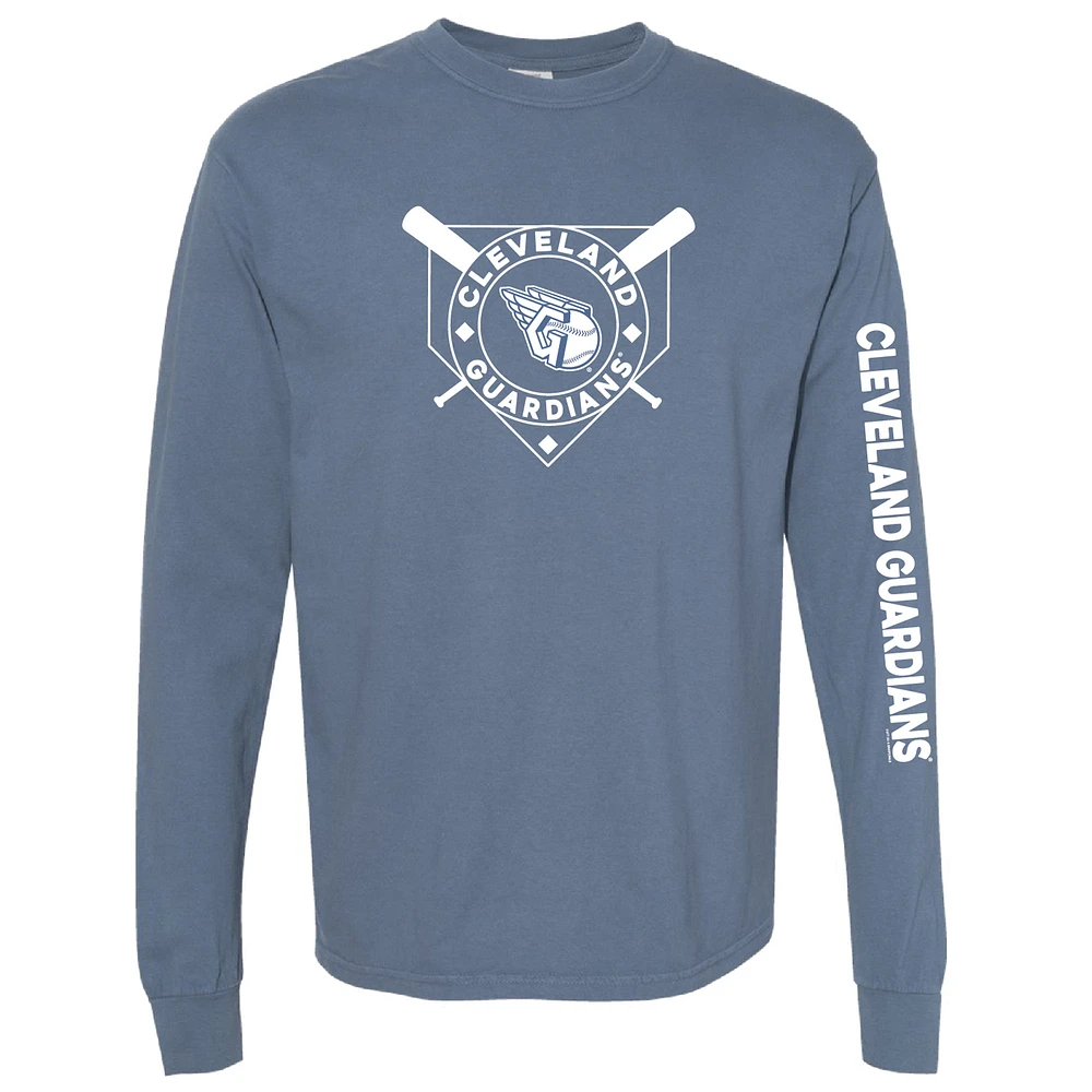 Women's Soft as a Grape Navy Cleveland Guardians Pigment Dye Long Sleeve T-Shirt