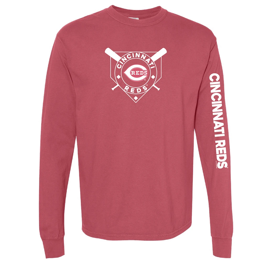 Women's Soft as a Grape Red Cincinnati Reds Pigment Dye Long Sleeve T-Shirt